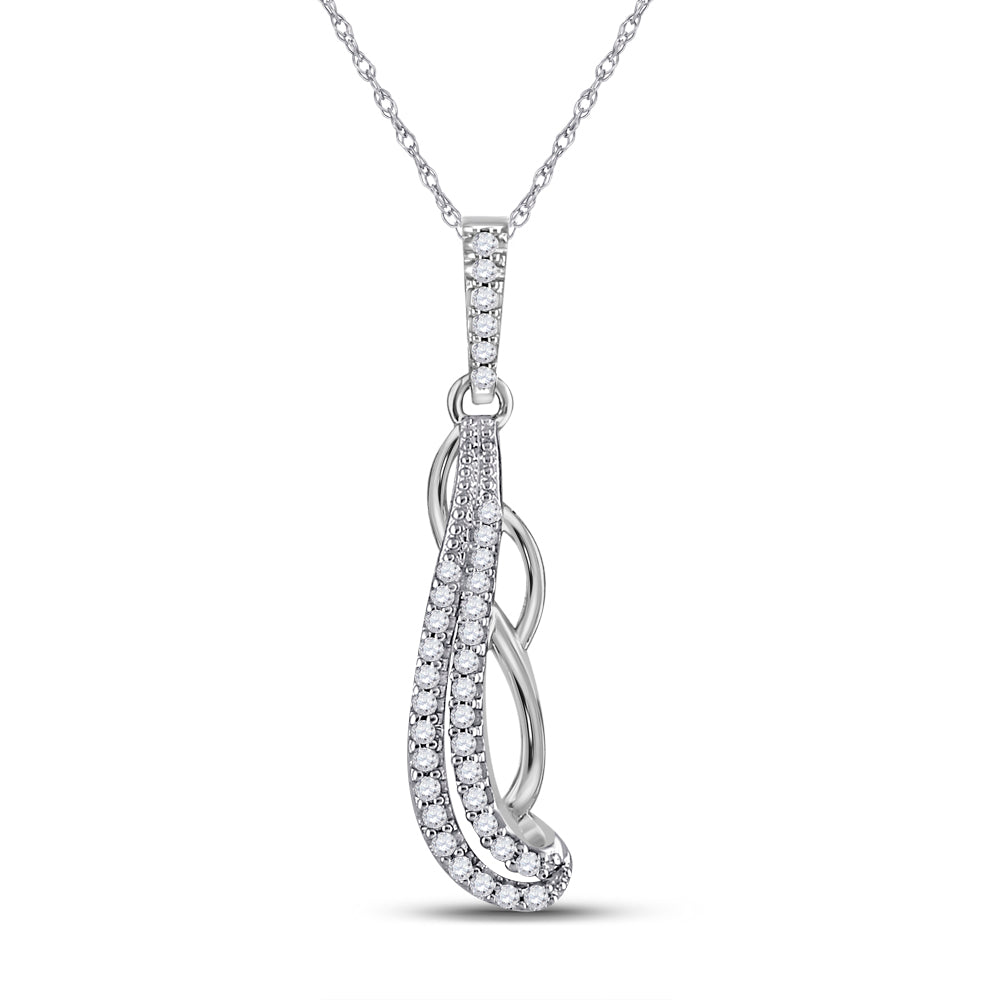10kt White Gold Women's Diamond Vertical Dangle Fashion Pendant 1/8 ctw