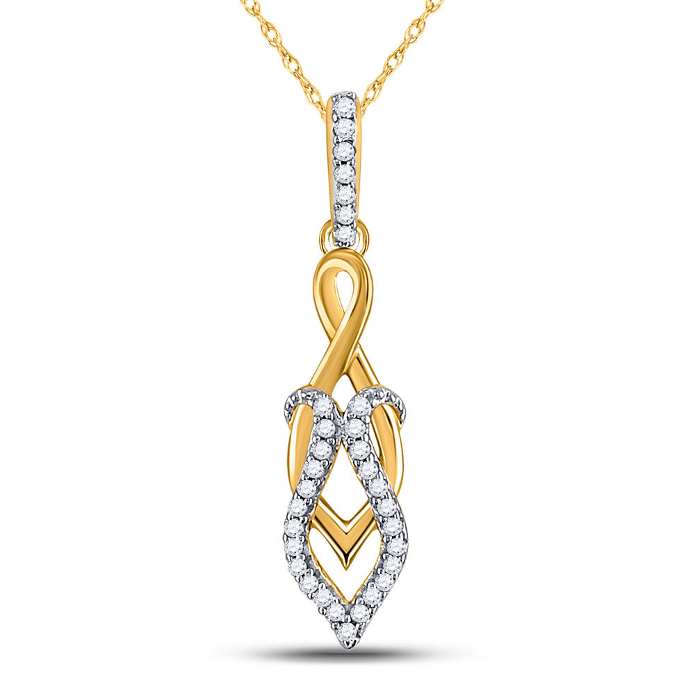 10kt Yellow Gold Women's Round Diamond Fashion Pendant 1/10 ctw