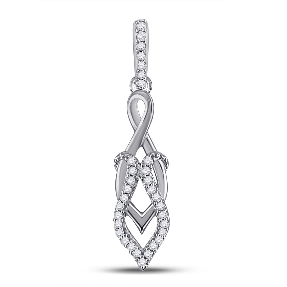 10kt White Gold Women's Round Diamond Fashion Pendant 1/10 ctw