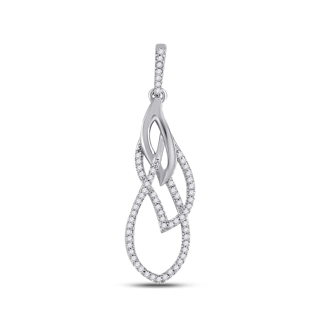 10kt White Gold Women's Round Diamond Fashion Pendant 1/6 ctw