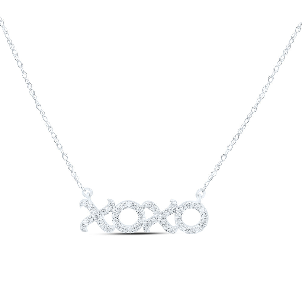 10kt White Gold Women's Diamond XOXO Hugs Kisses Letter Pendant Necklace 1/6 ctw