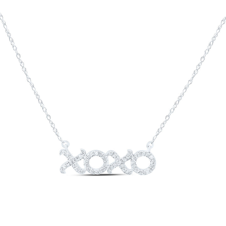 10kt White Gold Women's Diamond XOXO Hugs Kisses Letter Pendant Necklace 1/6 ctw