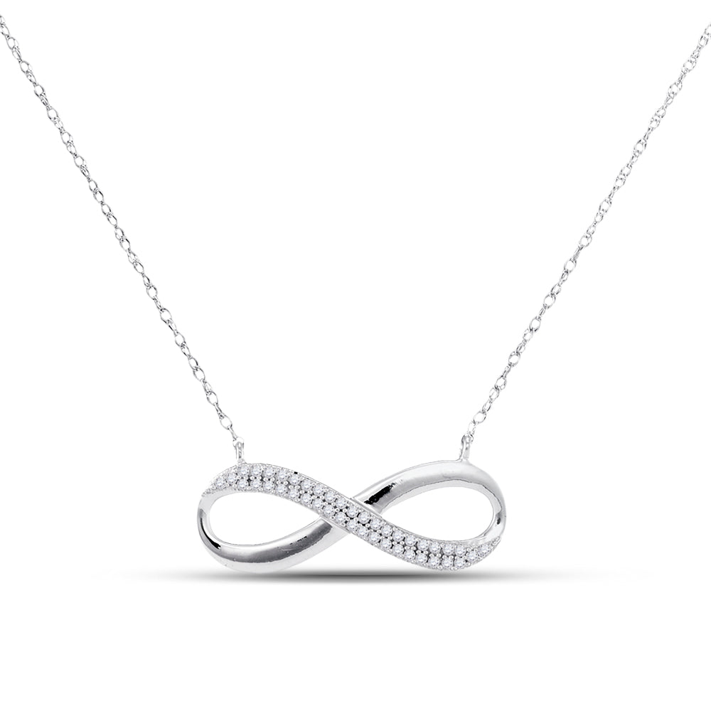 10kt White Gold Women's Diamond Infinity Pendant Necklace 1/8 ctw
