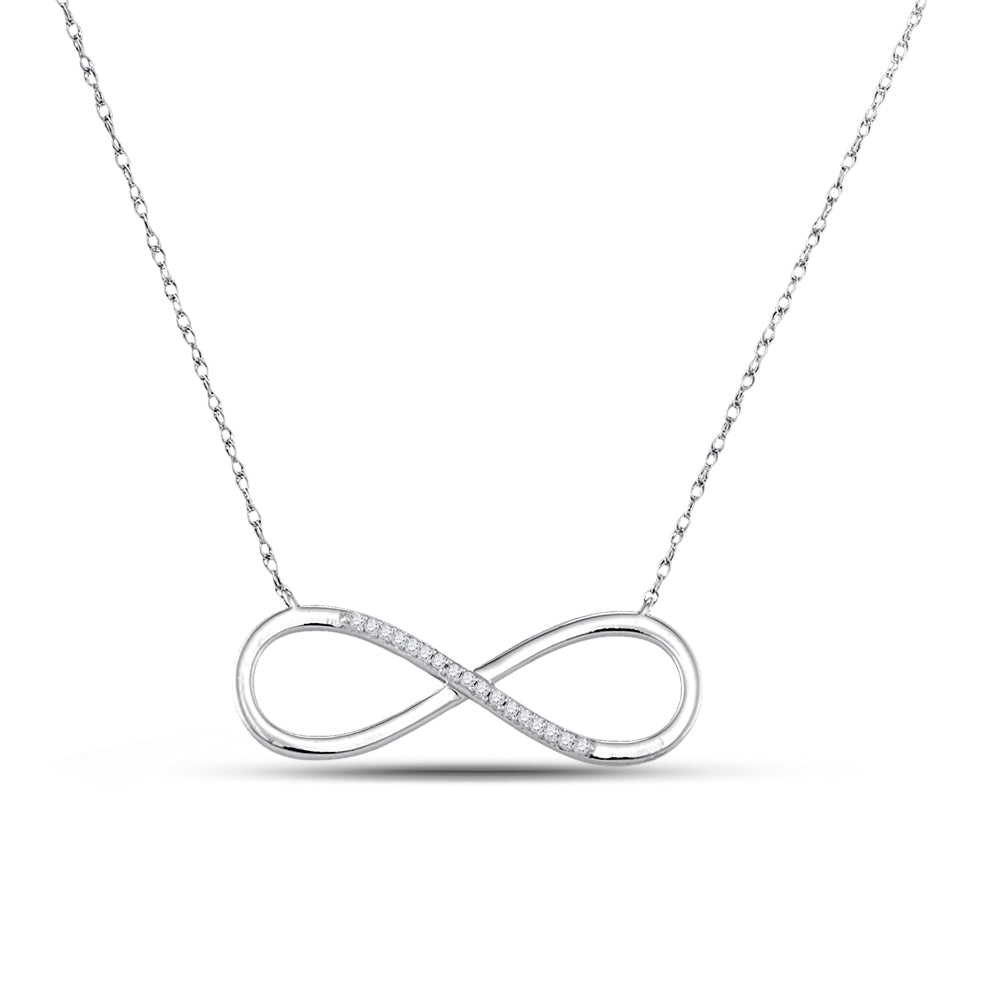 10kt White Gold Women's Diamond Infinity Pendant Necklace 1/20 ctw