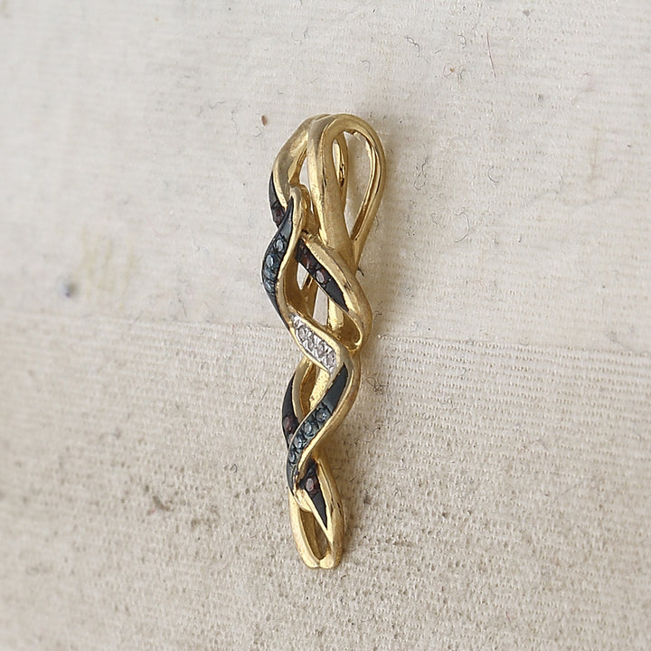 10kt Yellow Gold Women's Round Diamond Fashion Pendant 1/20 ctw