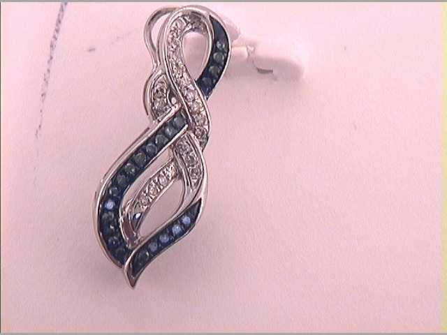 10kt White Gold Women's Color Enhanced Blue Diamond Fashion Fashion Pendant 1/6 ctw