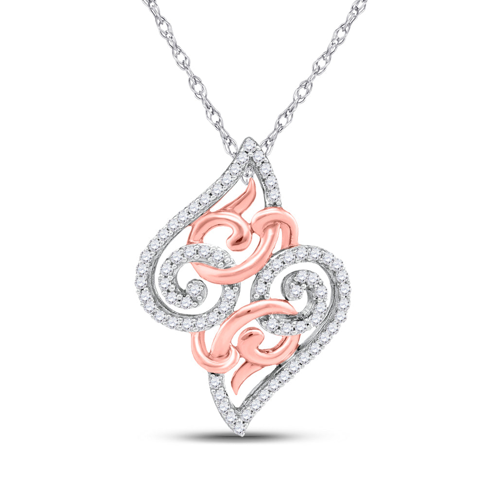 10kt Two-tone Gold Women's Diamond Pendant 1/5 ctw