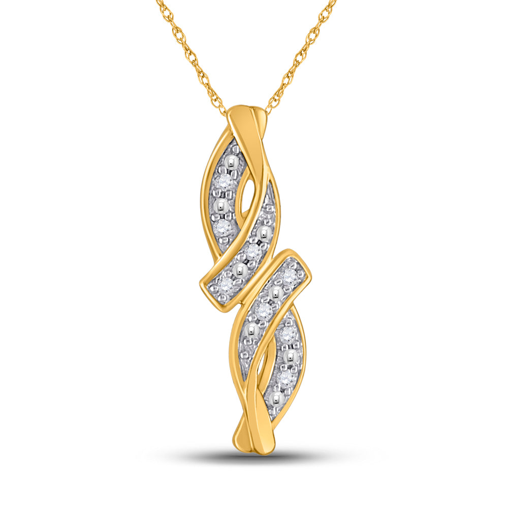 10kt Yellow Gold Women's Diamond Bypass Infinity Pendant .02 ctw