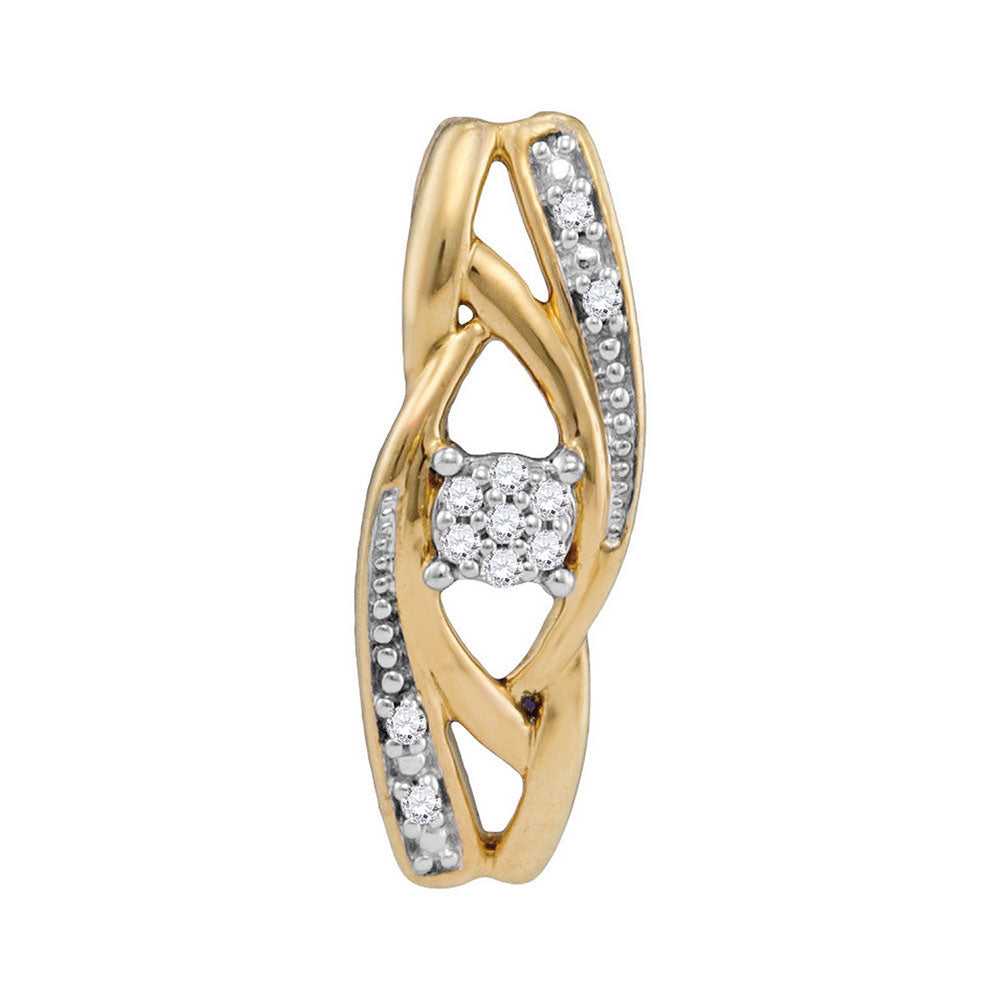 10kt Yellow Gold Women's Diamond Vertical Suspended Cluster Pendant .03 ctw