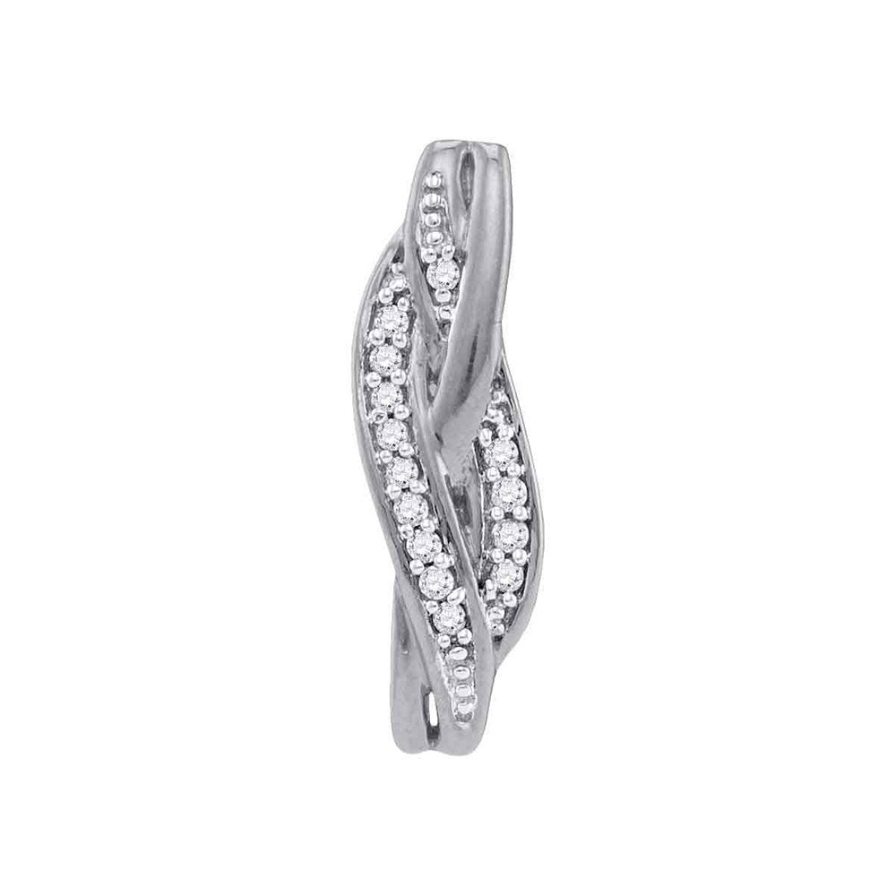 10kt White Gold Women's Diamond Vertical Woven Strand Pendant 1/20 ctw