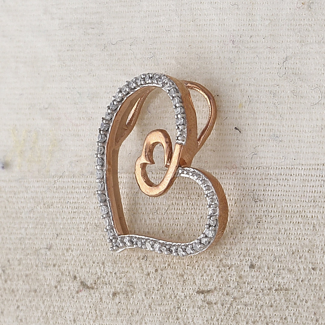 10kt Two-tone Gold Women's Diamond Heart Pendant 1/8 ctw
