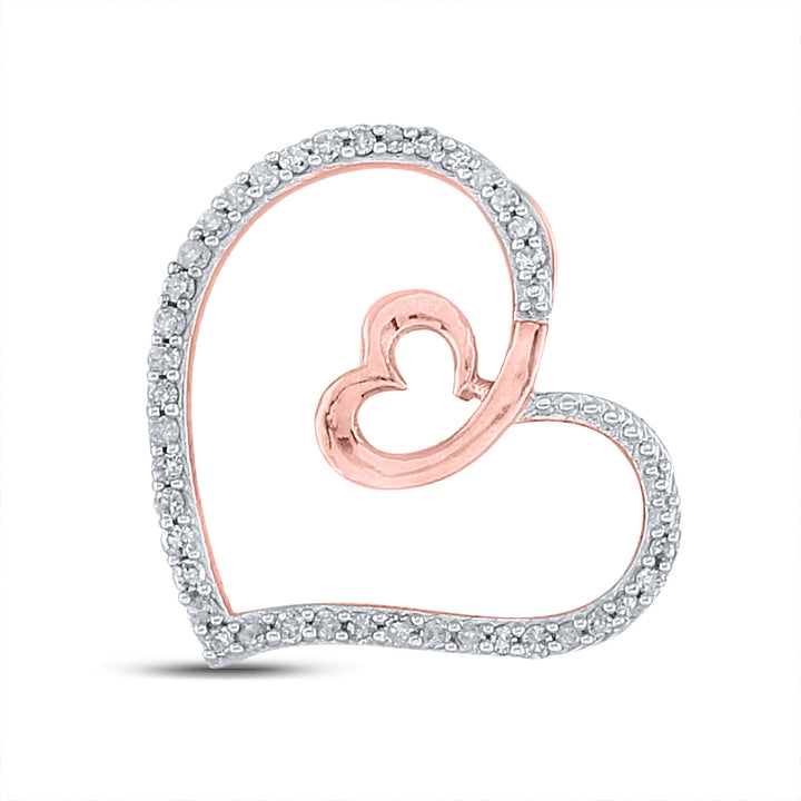 10kt Two-tone Gold Women's Diamond Heart Pendant 1/8 ctw - view 2
