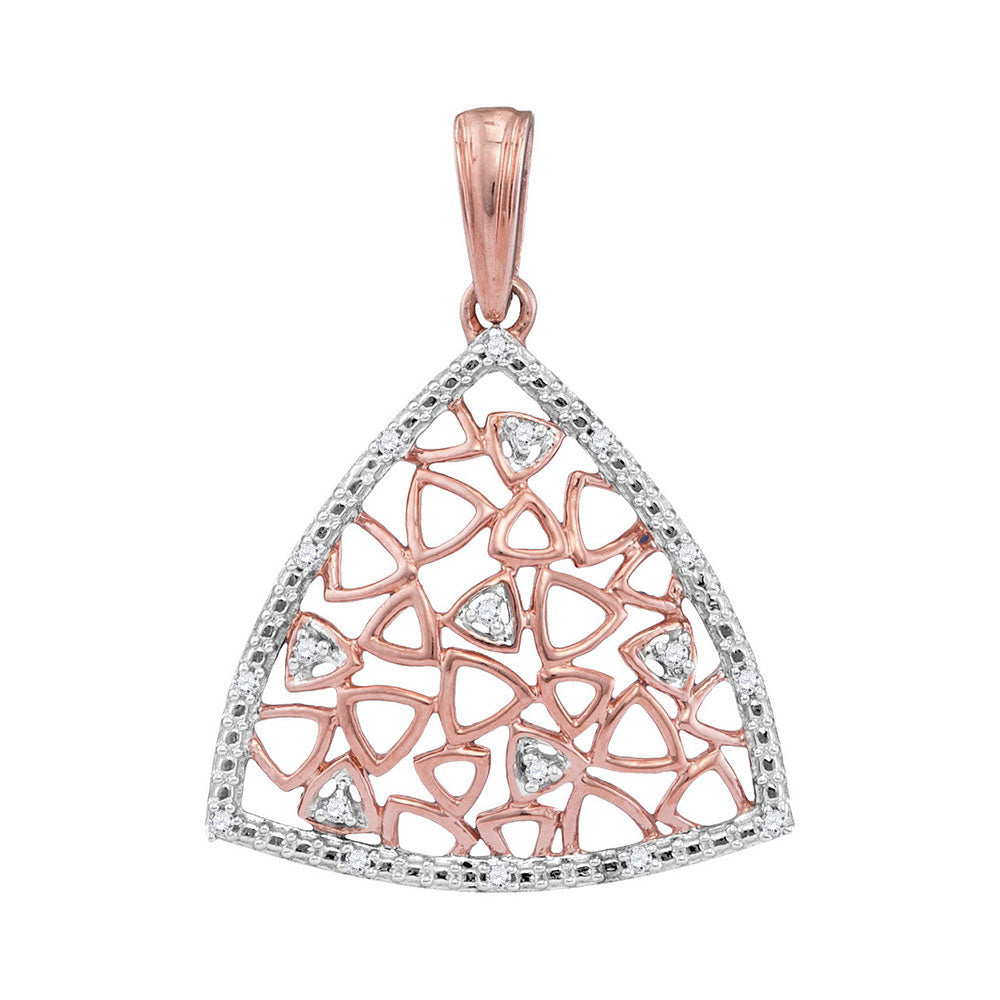 10kt Two-tone Gold Women's Diamond Triangle Pendant 1/20 ctw