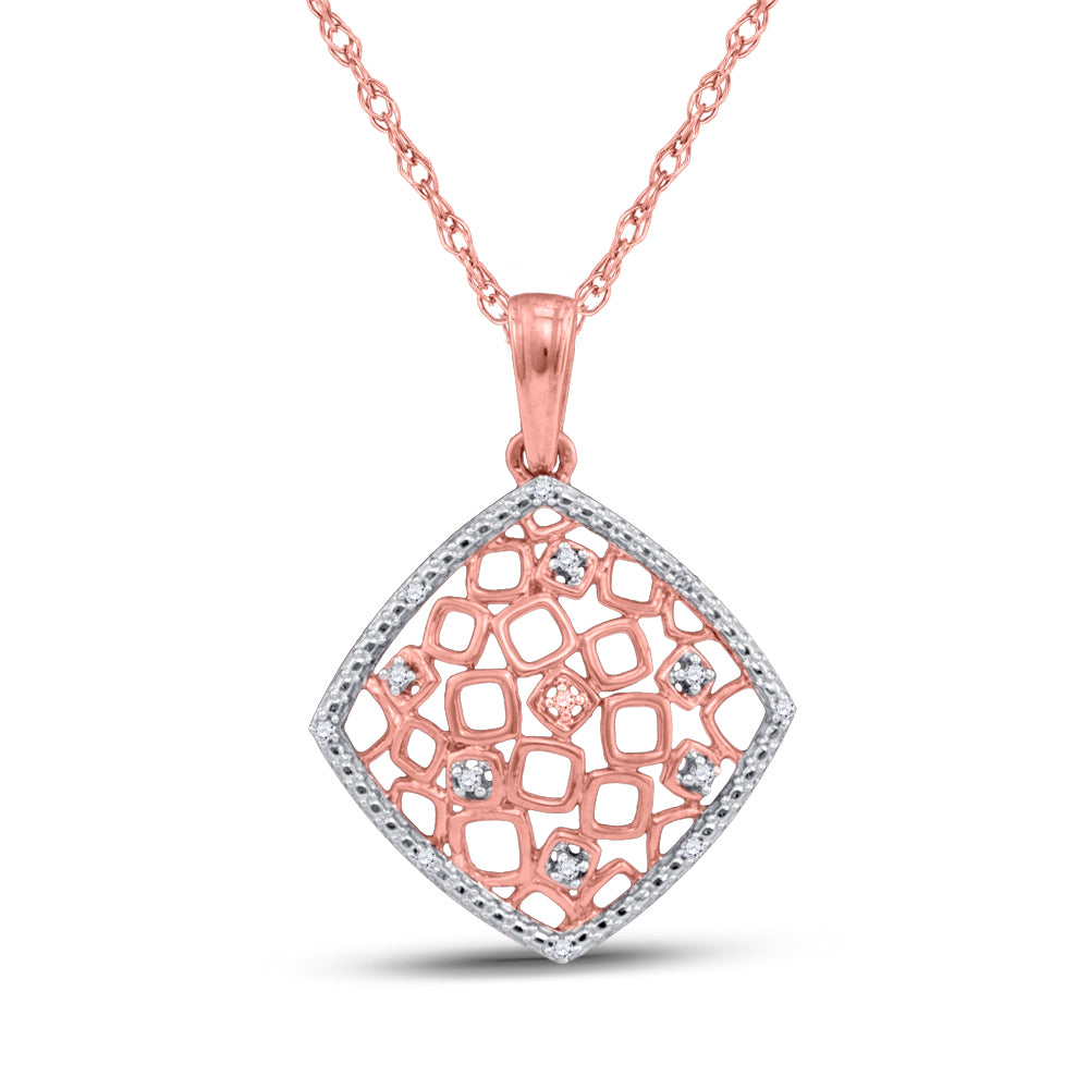 10kt Two-tone Gold Women's Diamond Pendant 1/20 ctw