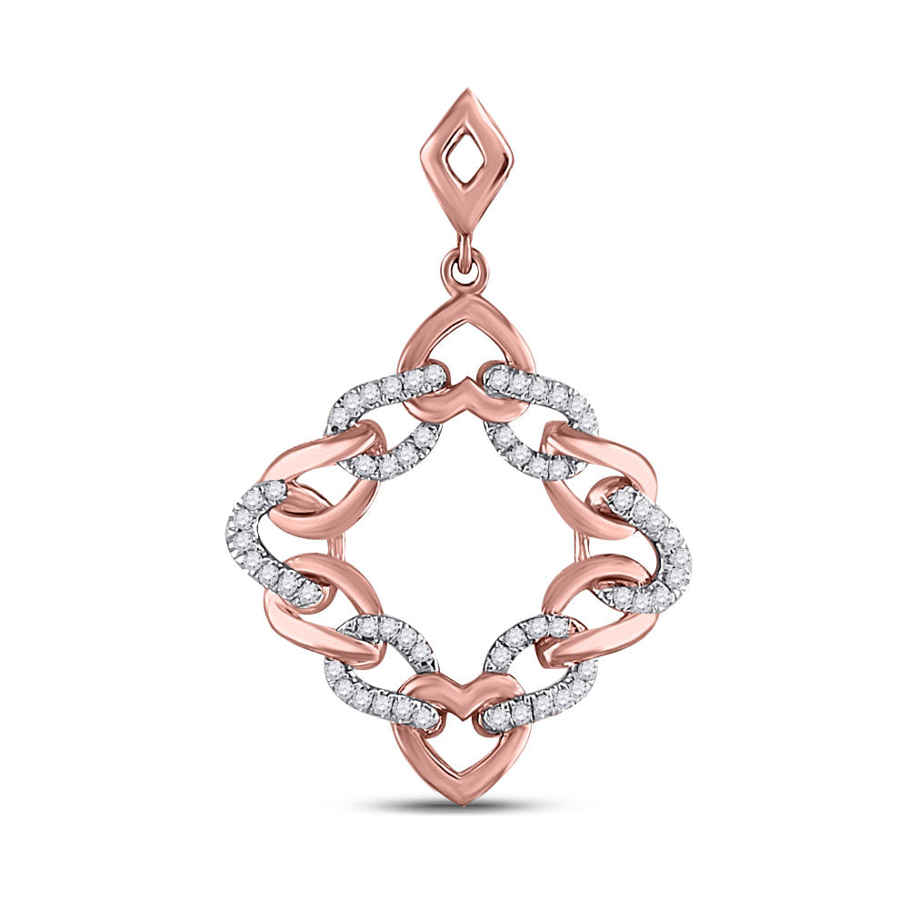 10kt Rose Gold Women's Diamond Pendant 1/6 ctw