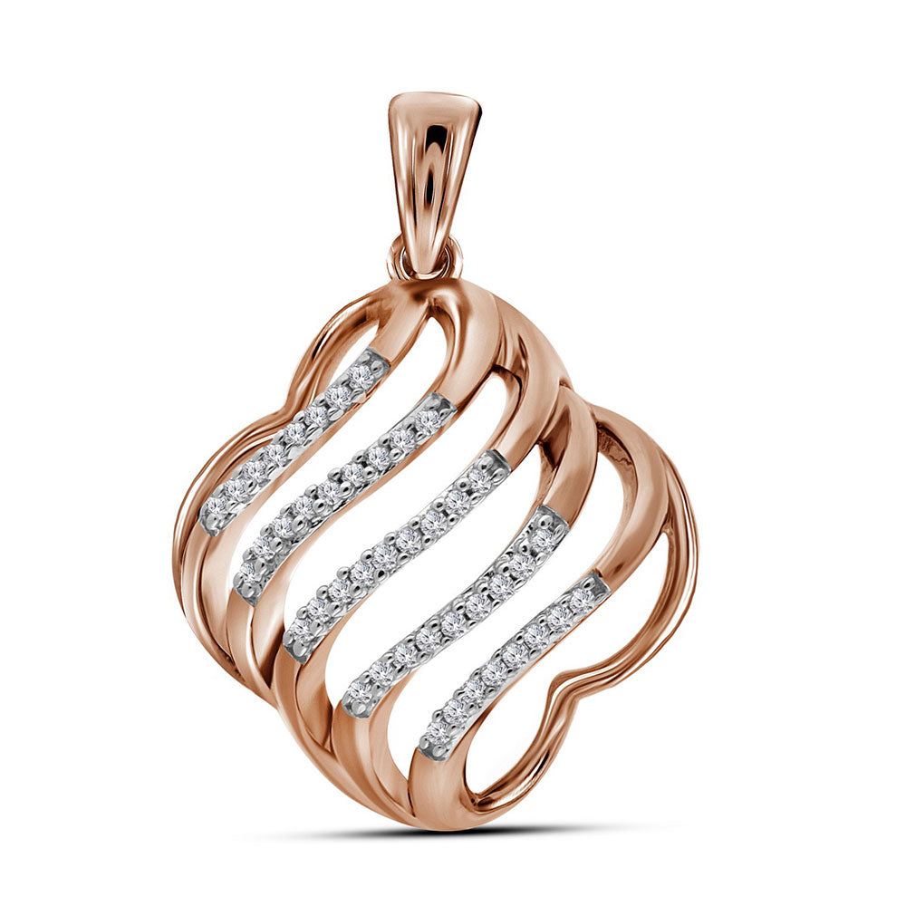 10kt Rose Gold Women's Diamond Quatrefoil Strand Pendant 1/8 ctw