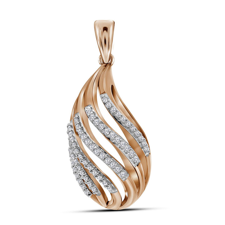 10kt Rose Gold Women's Round Diamond Fashion Pendant 1/6 ctw - view 2