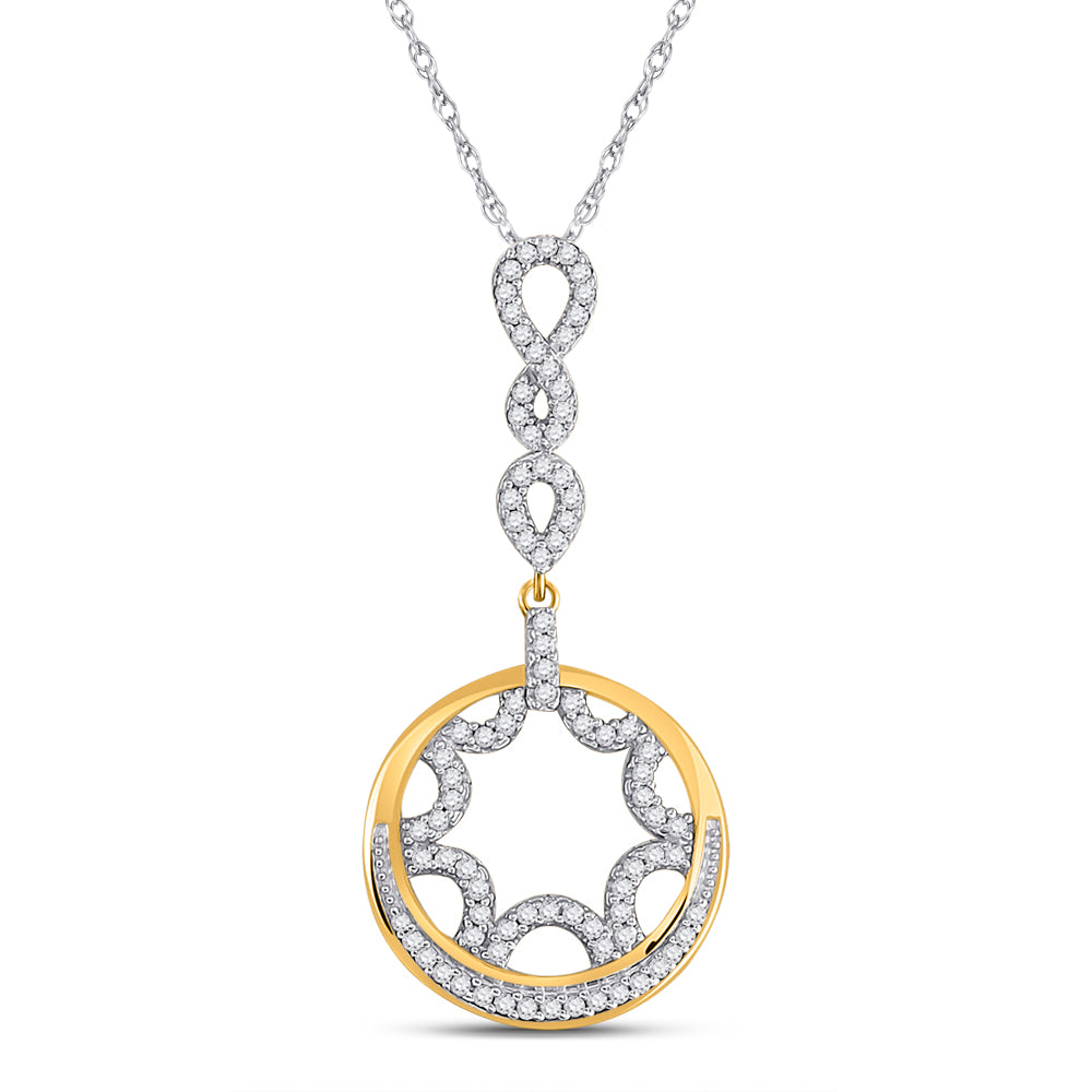 10kt Yellow Gold Women's Diamond Micro-Pave Pendant 1/4 ctw