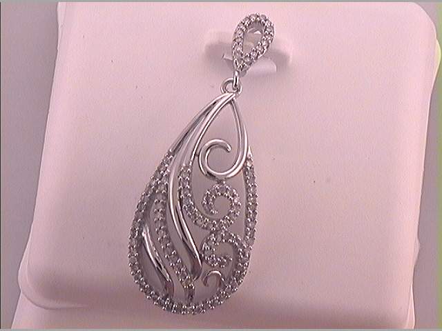 10kt White Gold Women's Diamond Pendant 1/4 ctw