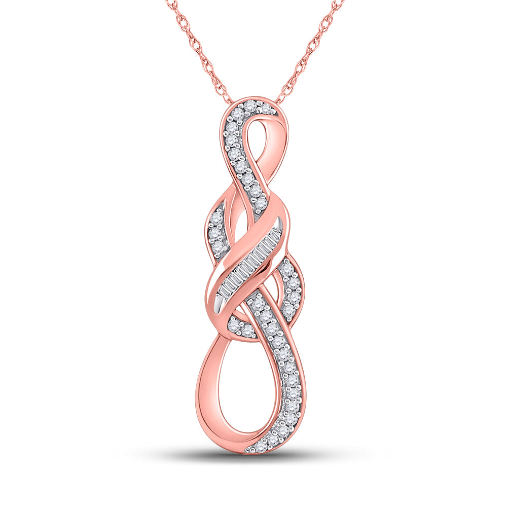 10kt Rose Gold Women's Diamond Pendant 1/6 ctw