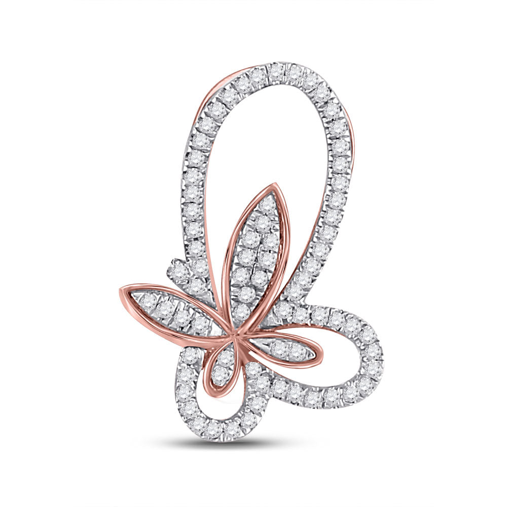10kt Rose Gold Women's Diamond Pendant 1/4 ctw