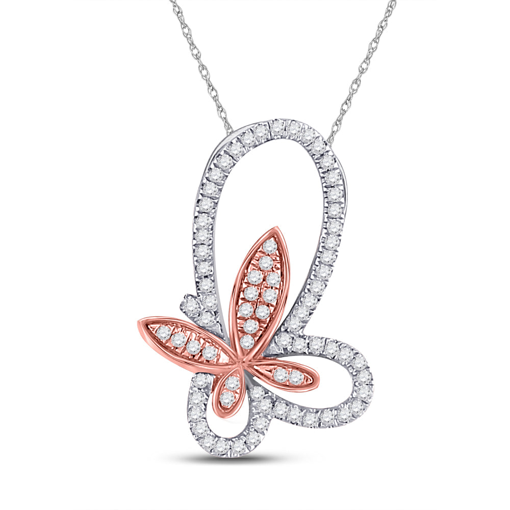 10kt Two-tone Gold Women's Diamond Pendant 1/4 ctw