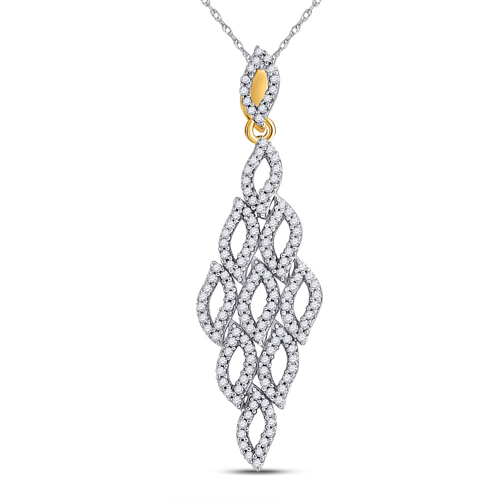 10kt Yellow Gold Women's Round Diamond Fashion Pendant 3/8 ctw
