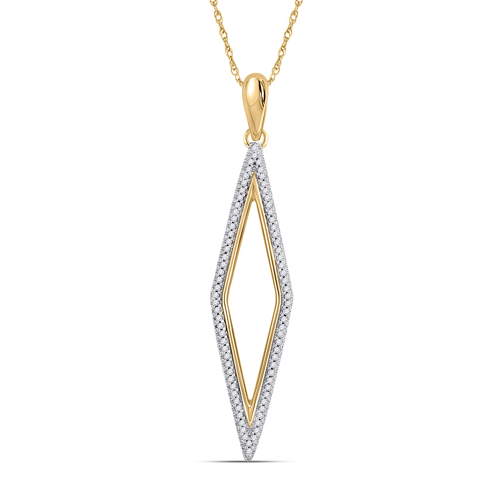 10kt Yellow Gold Women's Diamond Elongated Geometric Fashion Pendant 1/5 ctw
