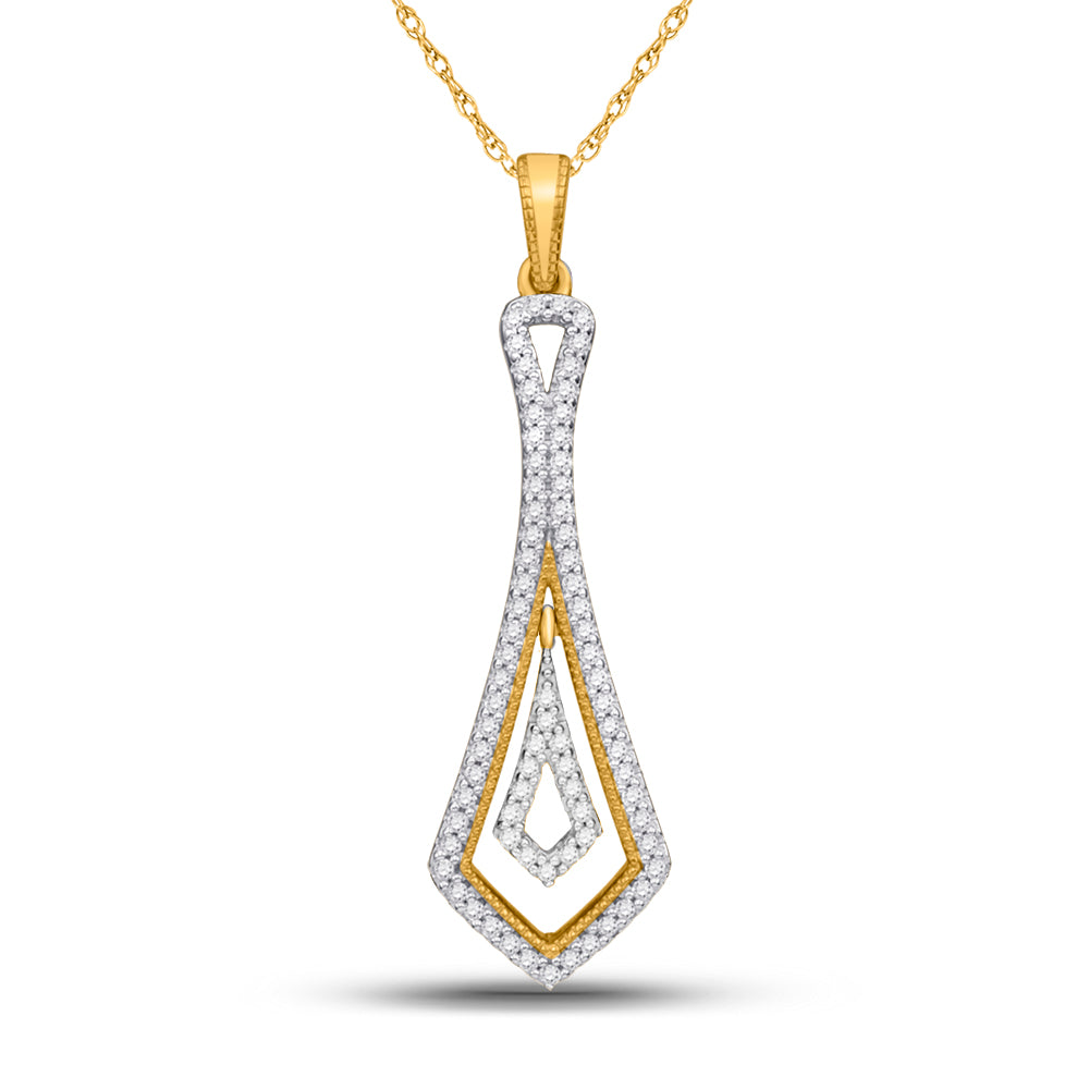 10kt Yellow Gold Women's Diamond Geometric Fashion Pendant 1/4 ctw