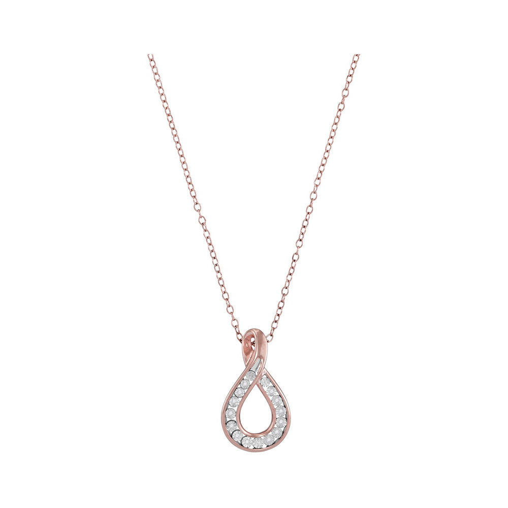 10kt Rose Gold Women's Diamond Fashion Teardrop Pendant .03 ctw