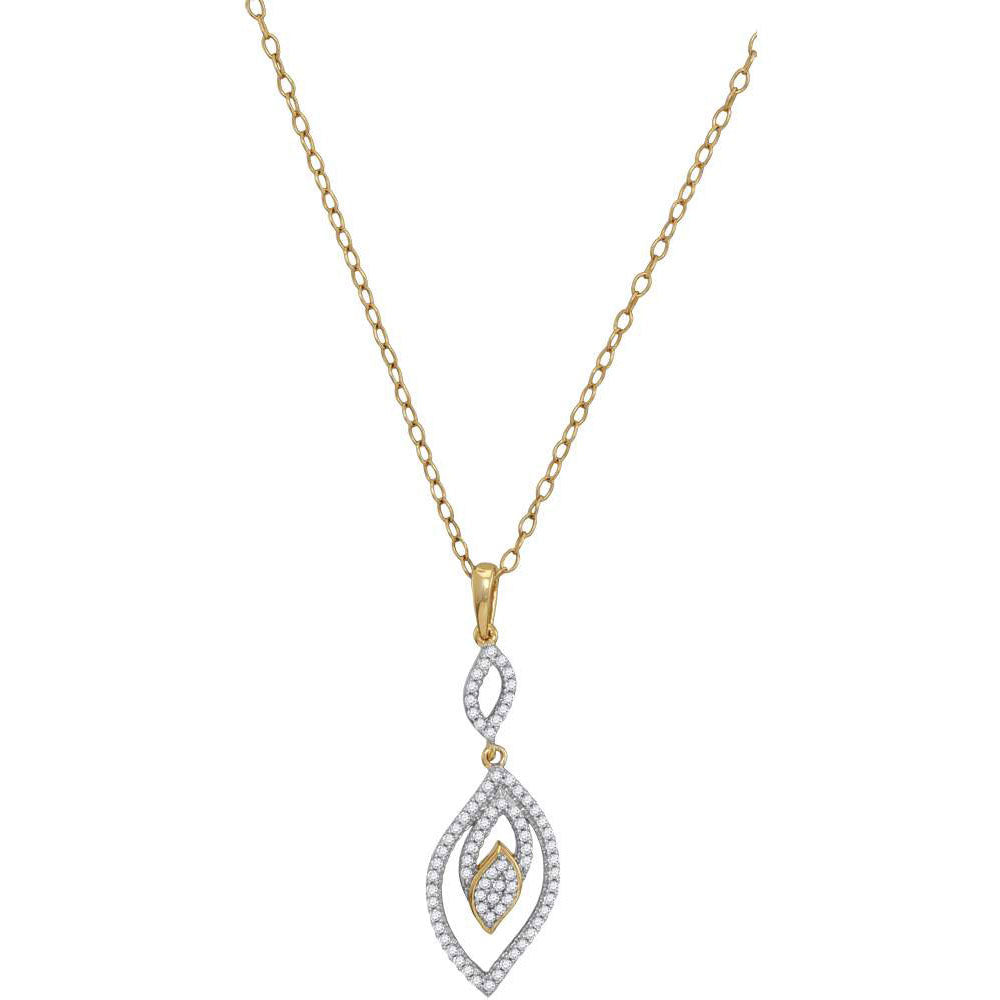 10kt Yellow Gold Women's Round Diamond Fashion Pendant 1/4 ctw