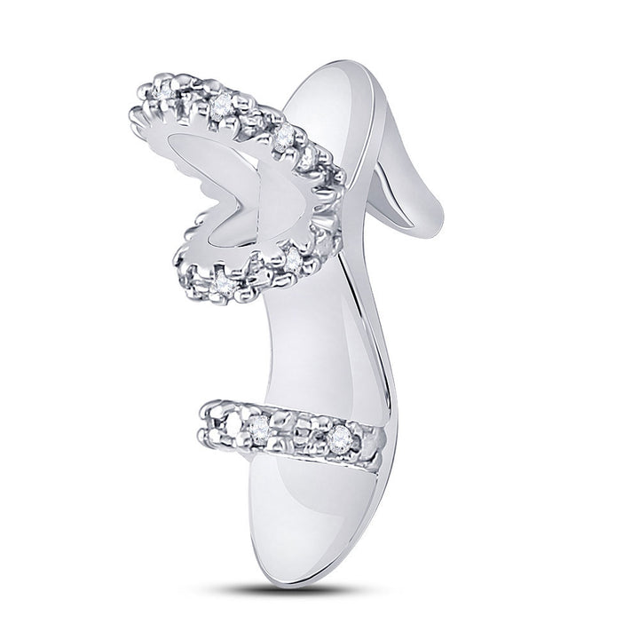 10kt White Gold Women's Diamond Stiletto Shoe Pendant 1/20 ctw