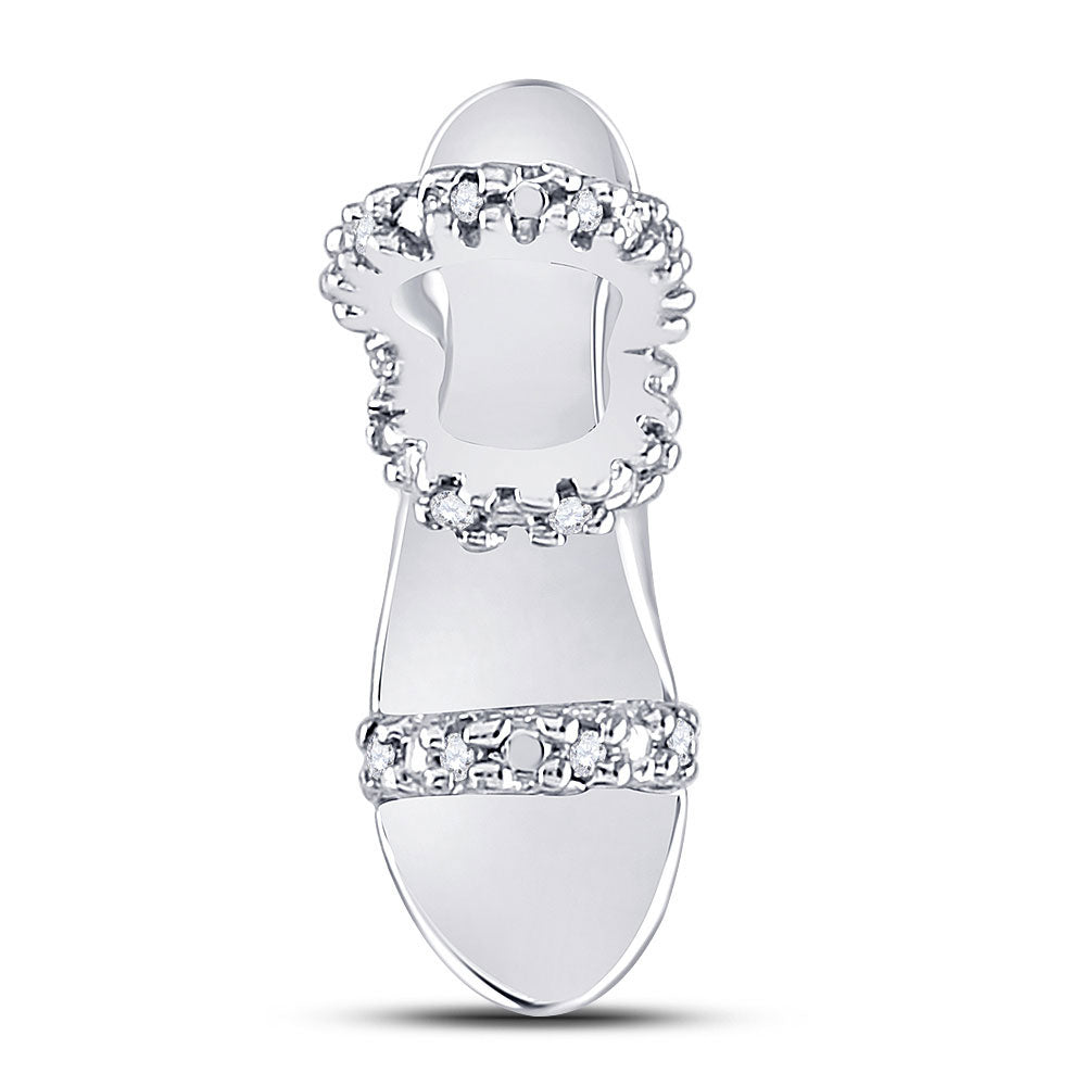 10kt White Gold Women's Diamond Stiletto Shoe Pendant 1/20 ctw - view 2