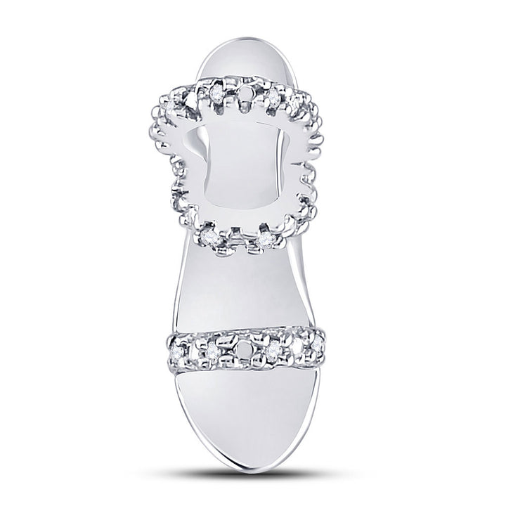 10kt White Gold Women's Diamond Stiletto Shoe Pendant 1/20 ctw - view 2
