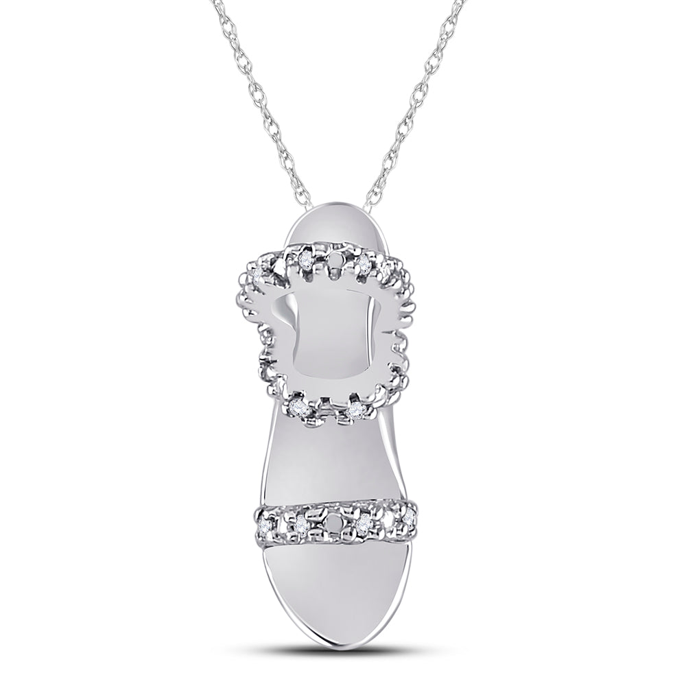 10kt White Gold Women's Diamond Stiletto Shoe Pendant 1/20 ctw - view 3