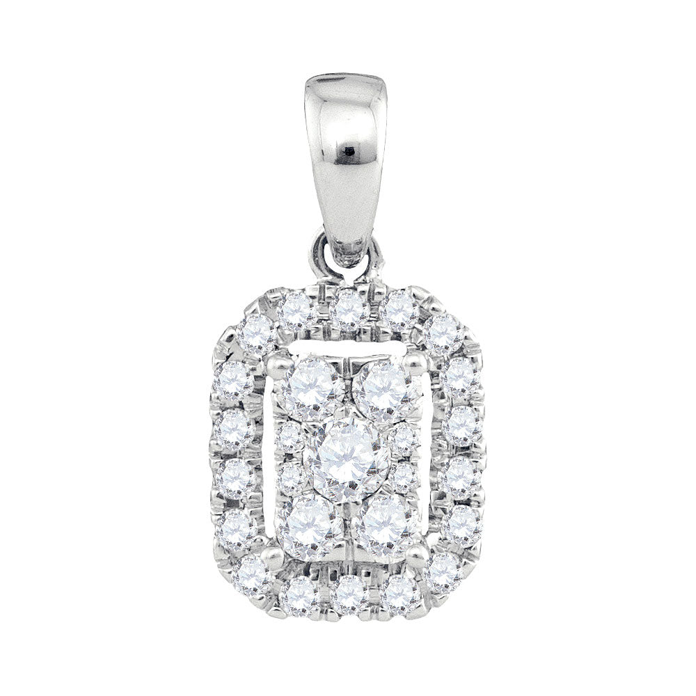 14kt White Gold Women's Round Diamond Cluster Pendant 1/3 ctw