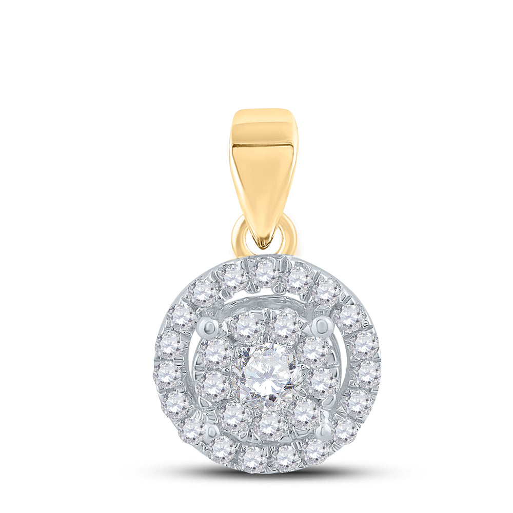 14kt Yellow Gold Women's Diamond Cluster Fashion Pendant 1/3 ctw