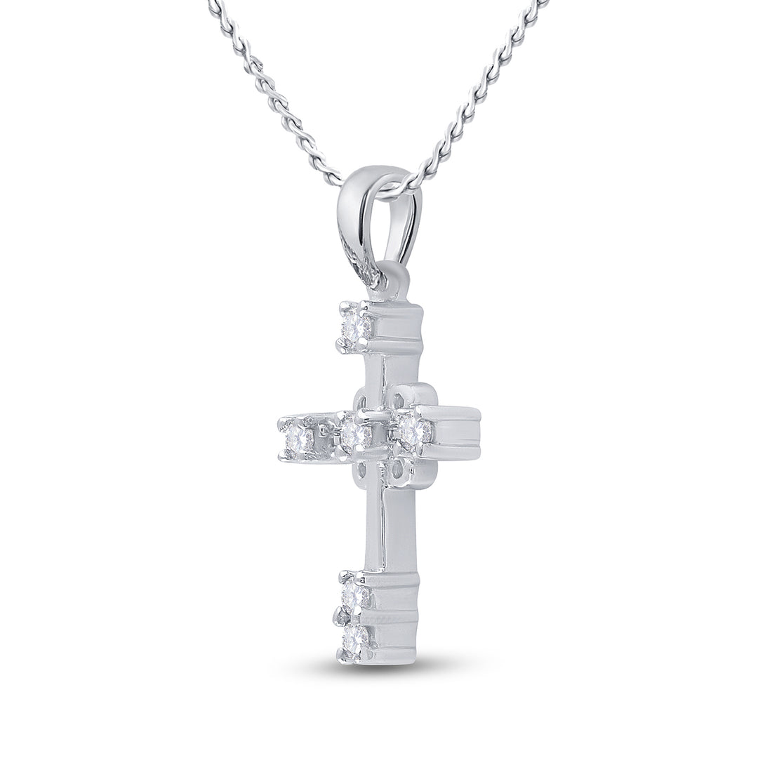 10kt White Gold Women's Diamond Roman Cross Religious Pendant 1/10 ctw