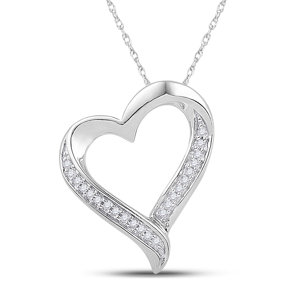 10kt Yellow Gold Women's Round Diamond Heart Pendant 1/10 ctw