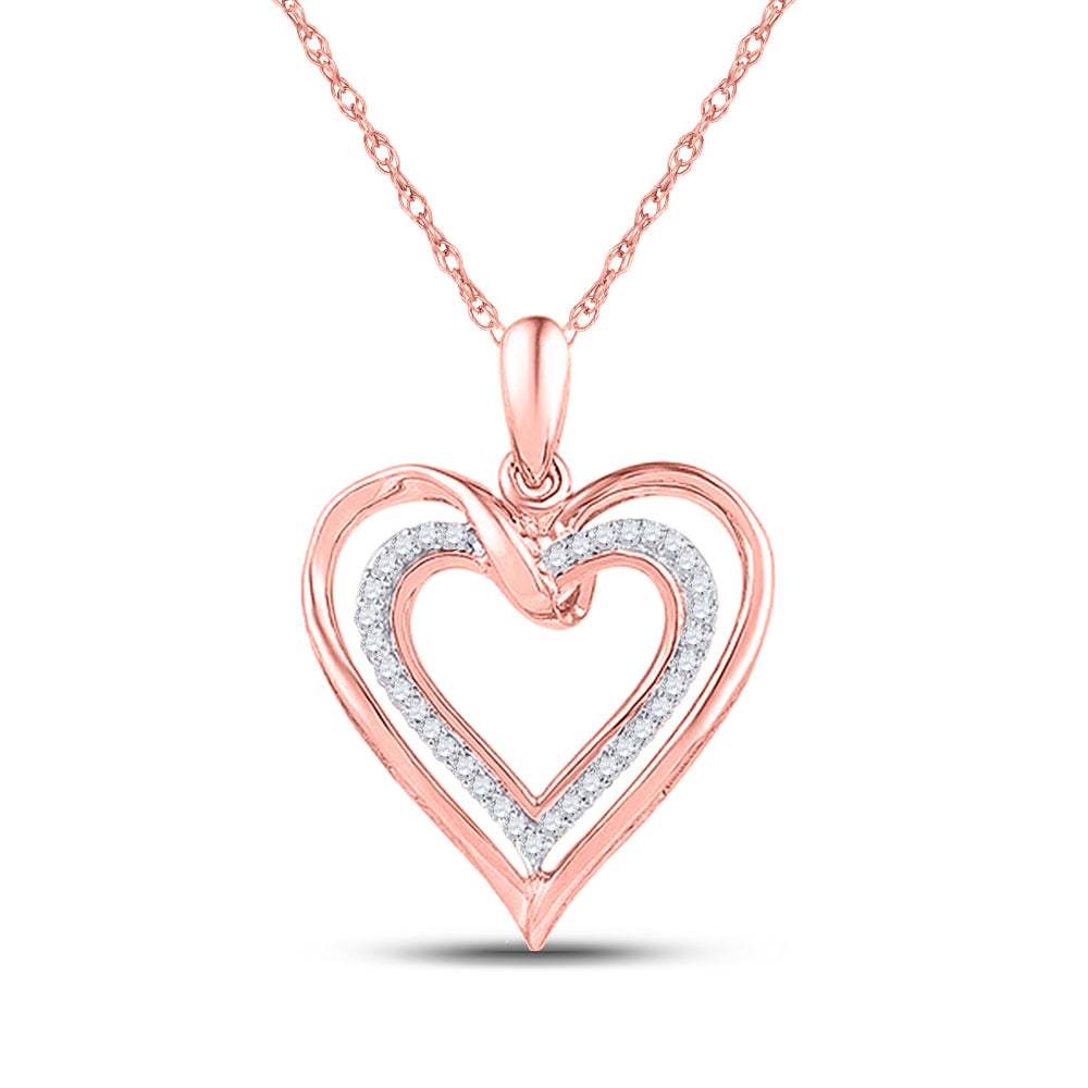 10kt Two-tone Gold Women's Diamond Heart Pendant 1/10 ctw