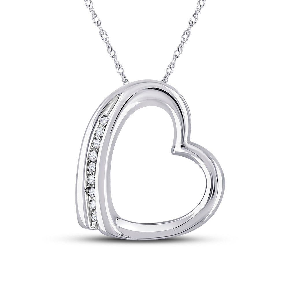 10kt White Gold Women's Round Diamond Heart Pendant .03 ctw - view 2