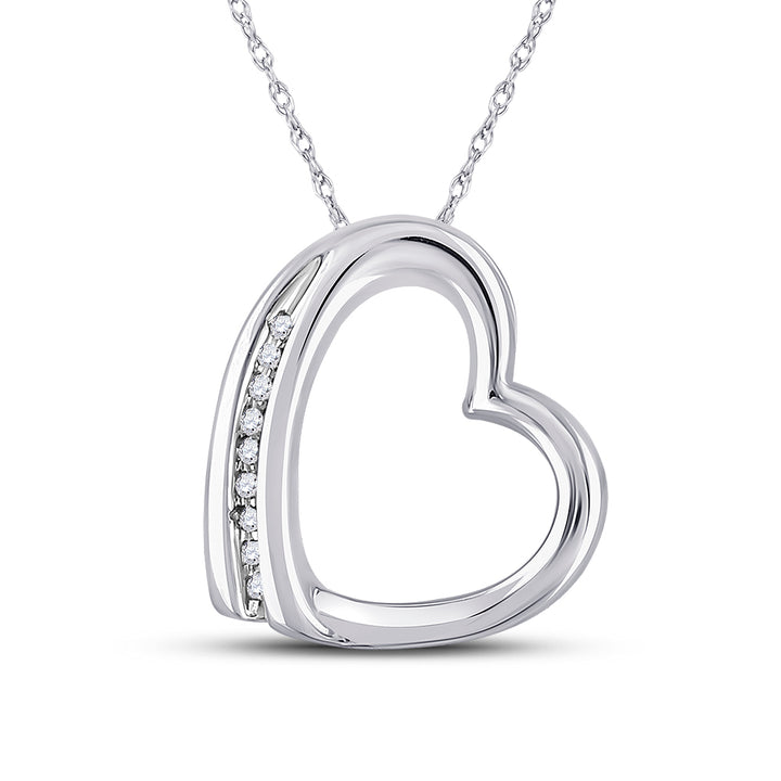 10kt White Gold Women's Round Diamond Heart Pendant .03 ctw - view 2