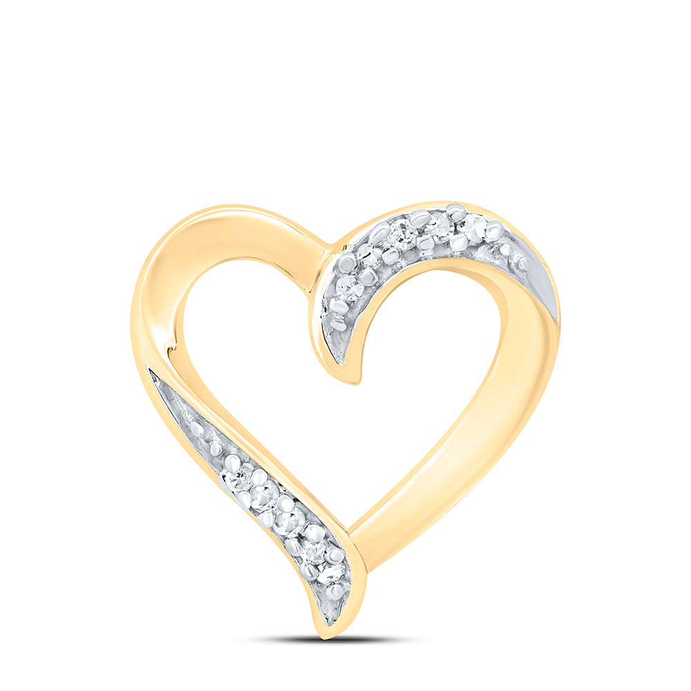 10kt Yellow Gold Women's Diamond Heart Outline Pendant .03 ctw