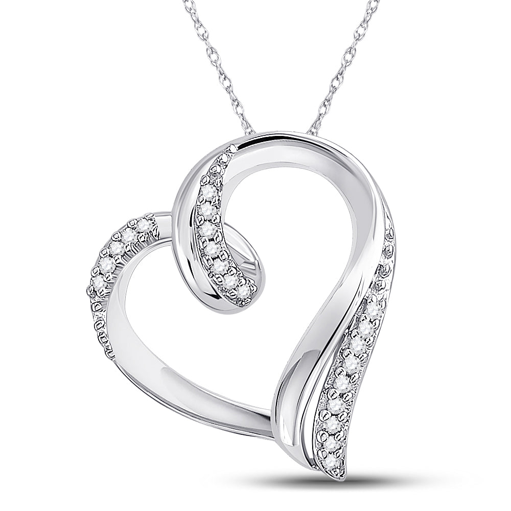 10kt White Gold Women's Diamond Heart Outline Pendant 1/10 ctw