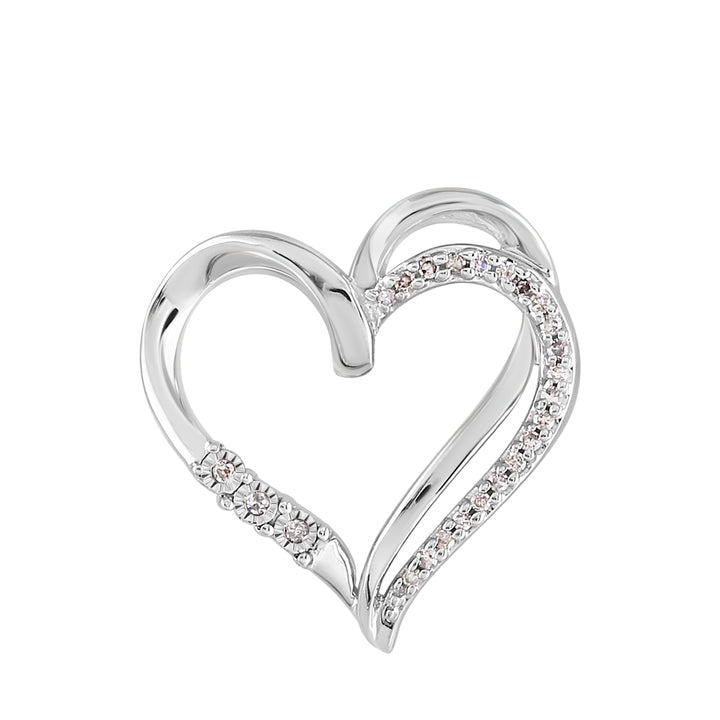10kt White Gold Women's Diamond Open-center Heart Pendant 1/10 ctw - view 2