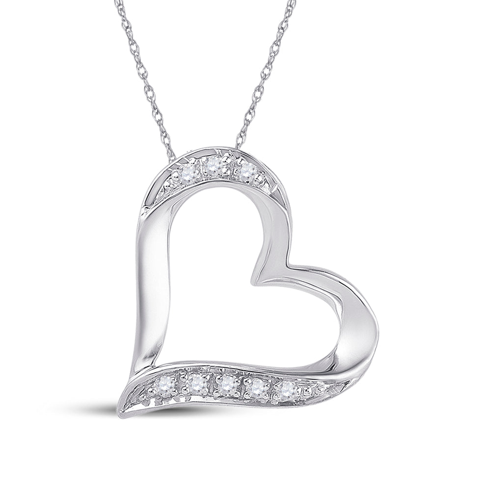 10kt White Gold Women's Diamond Heart Outline Pendant .03 ctw