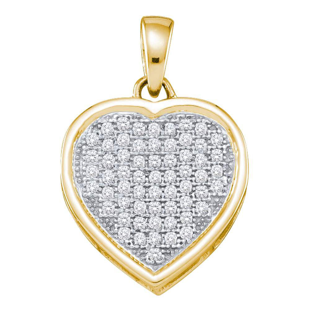 10kt Yellow Gold Women's Diamond Small Simple Heart Pendant 1/5 ctw