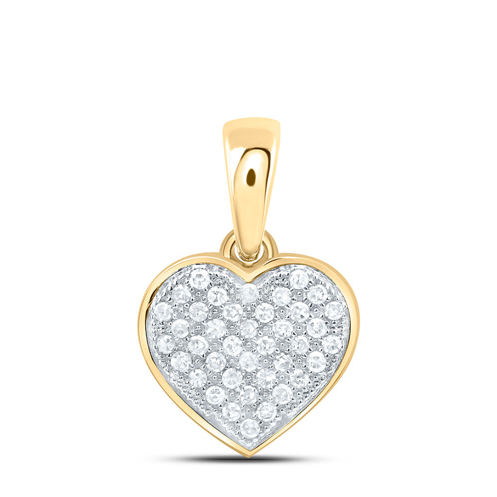 10kt Yellow Gold Women's Diamond Heart Pendant 1/10 ctw