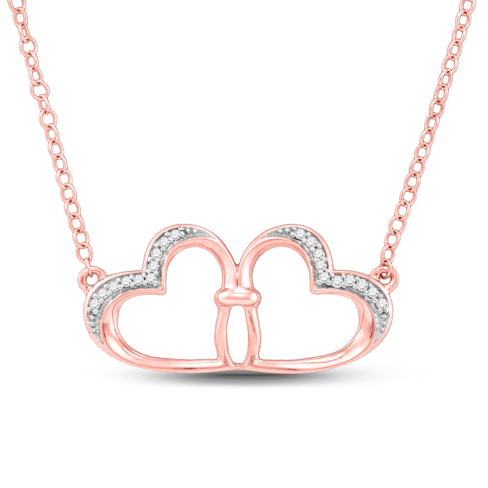 10kt Rose Gold Women's Diamond Heart Pendant Necklace 1/20 ctw