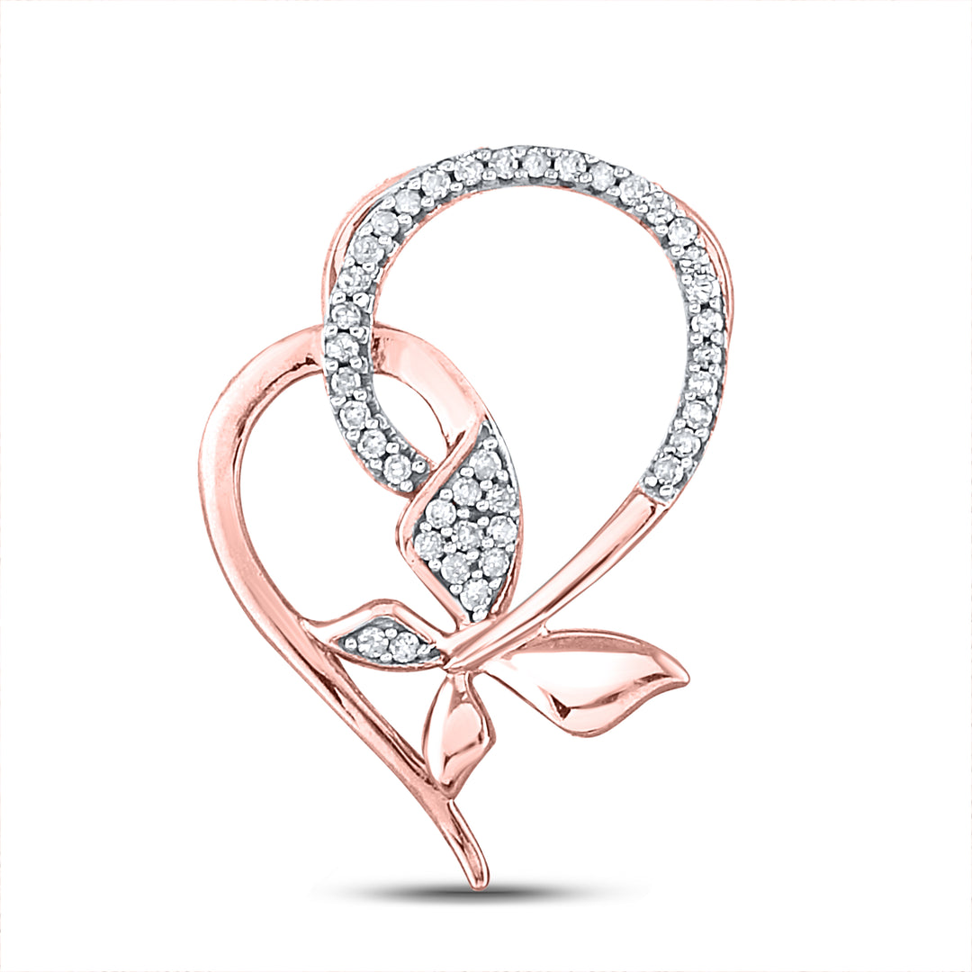 10kt Rose Gold Women's Diamond Pendant 1/10 ctw - view 2
